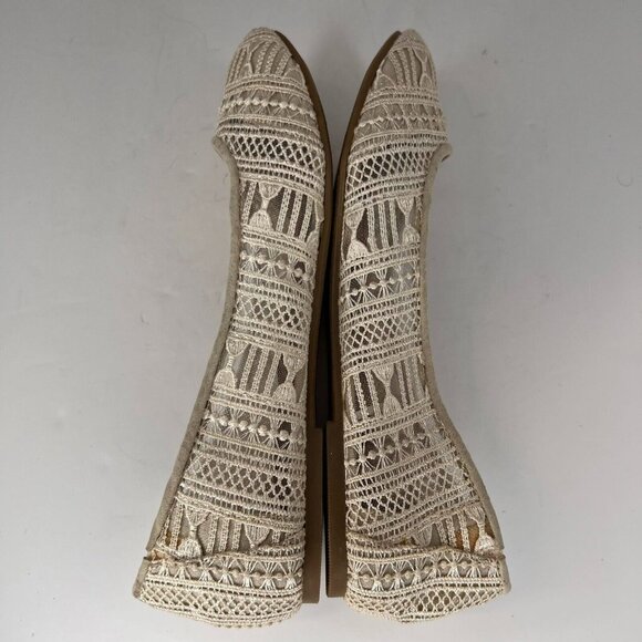 Rhodes Womens Cream Flats Slip On Lace Solid Round Toe Size 9.5M Comfort Shoes - Picture 6 of 9